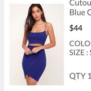 NWT Lulus Cutout On The Town Blue Cutout Bodycon